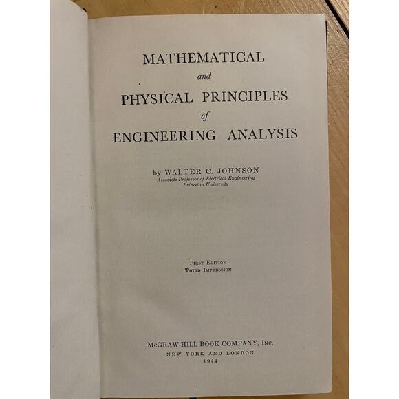 Mathematical & Physical Principles Of Engineering Analysis by W. Johnson 1944 HC - Picture 4 of 5